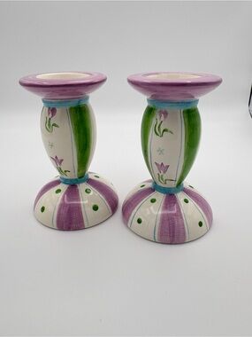 Set of 2 Ceramic Candle holders for Tealight Votive Pillar Candle Pastel Colours